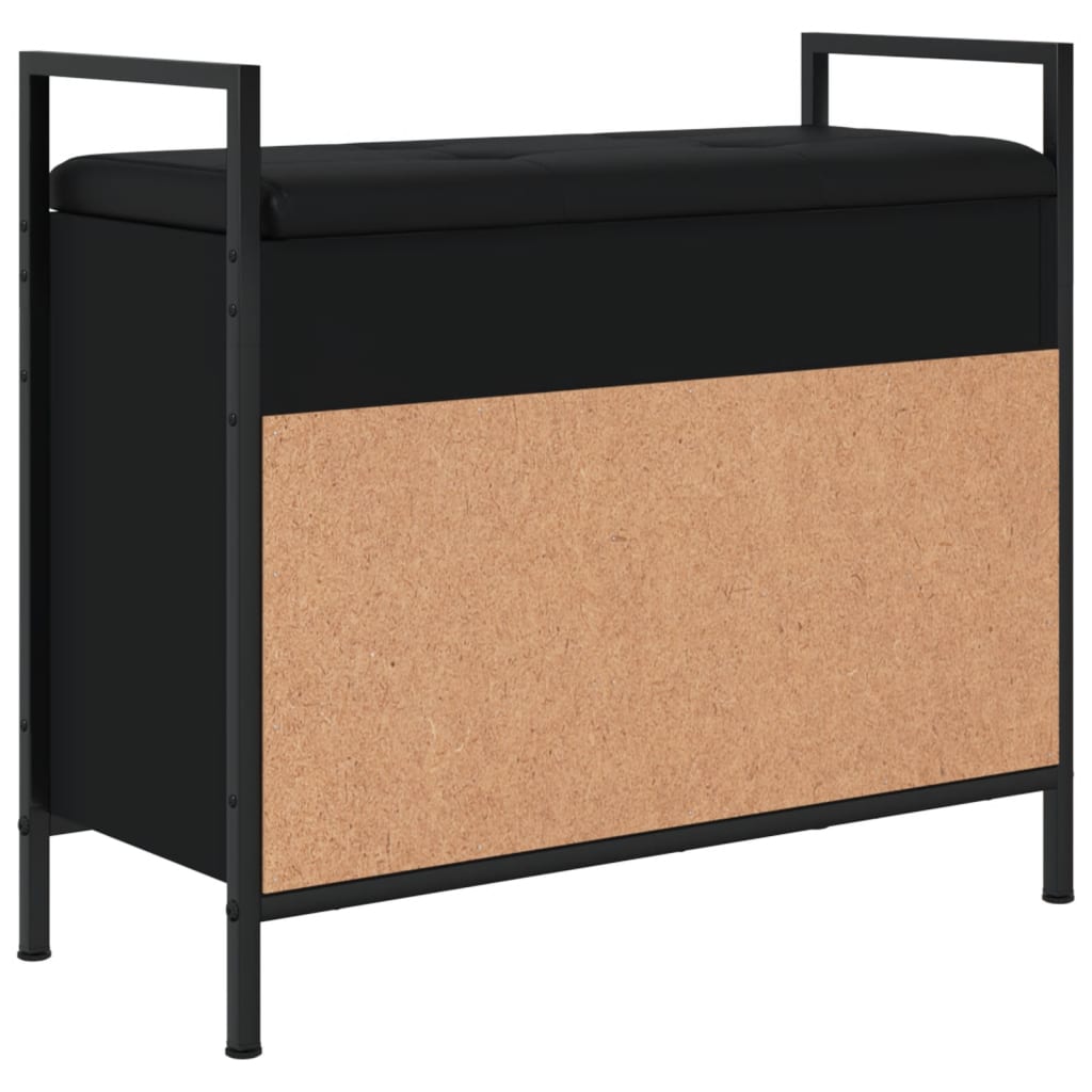 Shoe bench, black, 65.5x32x57.5 cm, processed wood