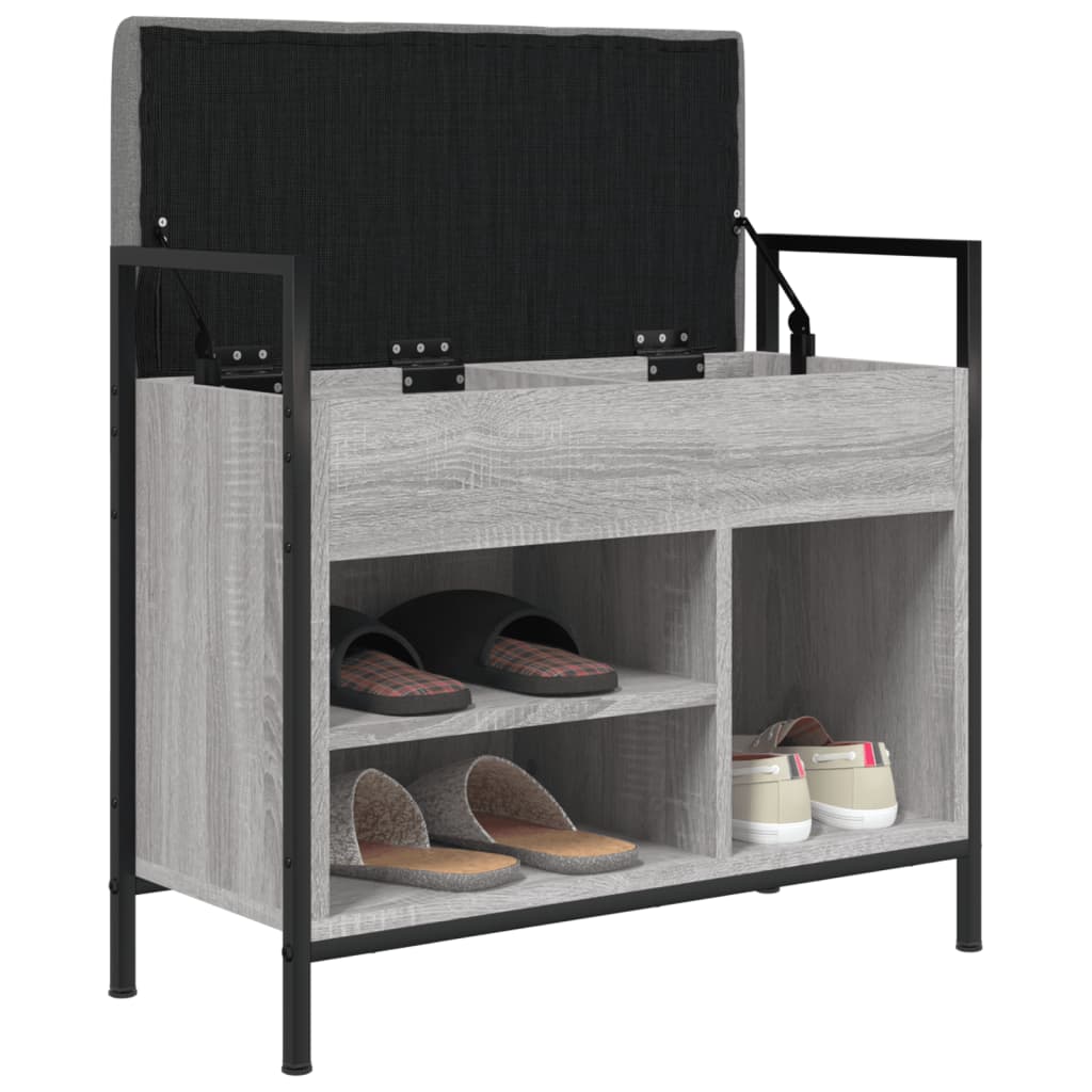 Shoe bench, sonoma grey, 65.5x32x57.5 cm, processed wood