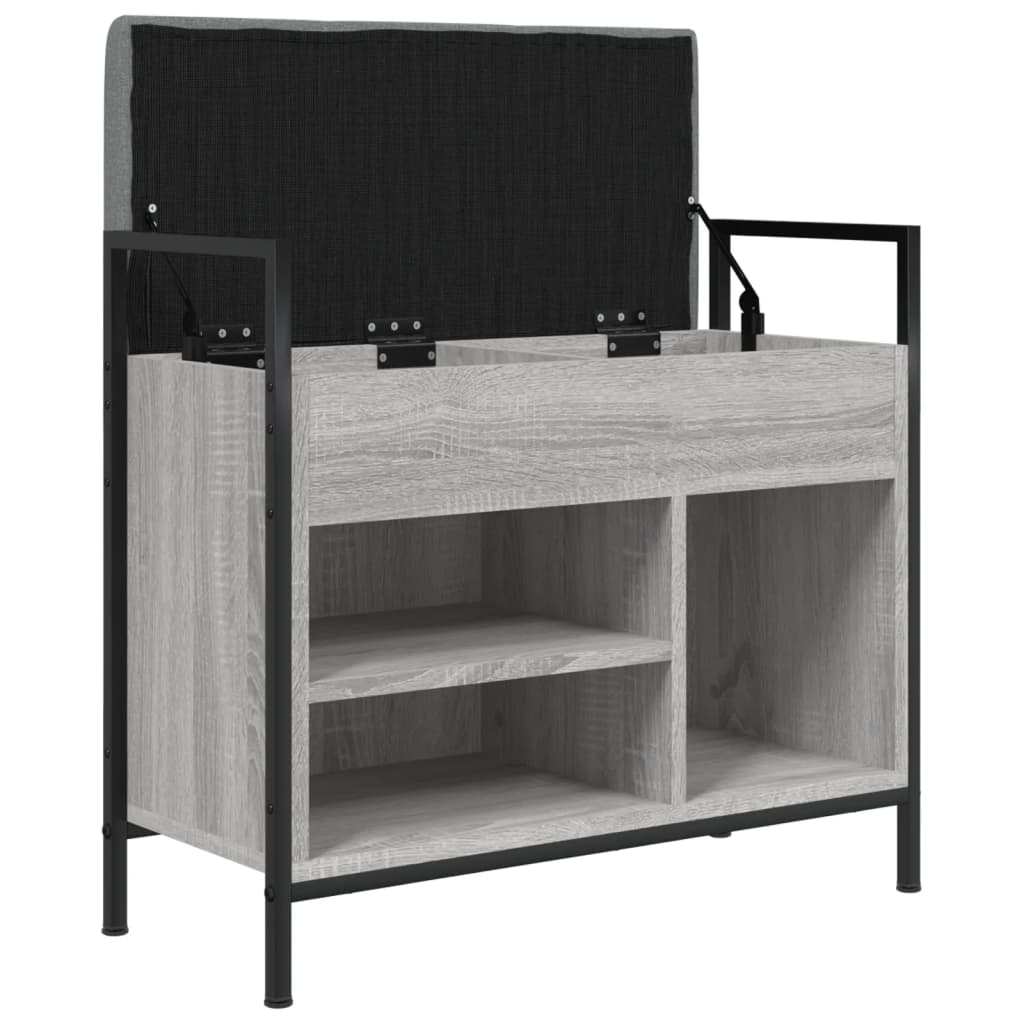 Shoe bench, sonoma grey, 65.5x32x57.5 cm, processed wood