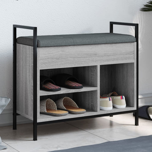 Bancă de pantofi, gri sonoma, 65,5x32x57,5 cm, lemn prelucrat
