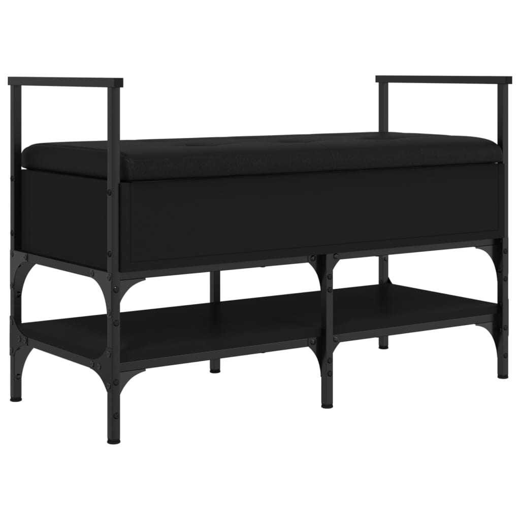 Shoe bench, black, 85.5x42x57.5 cm, processed wood