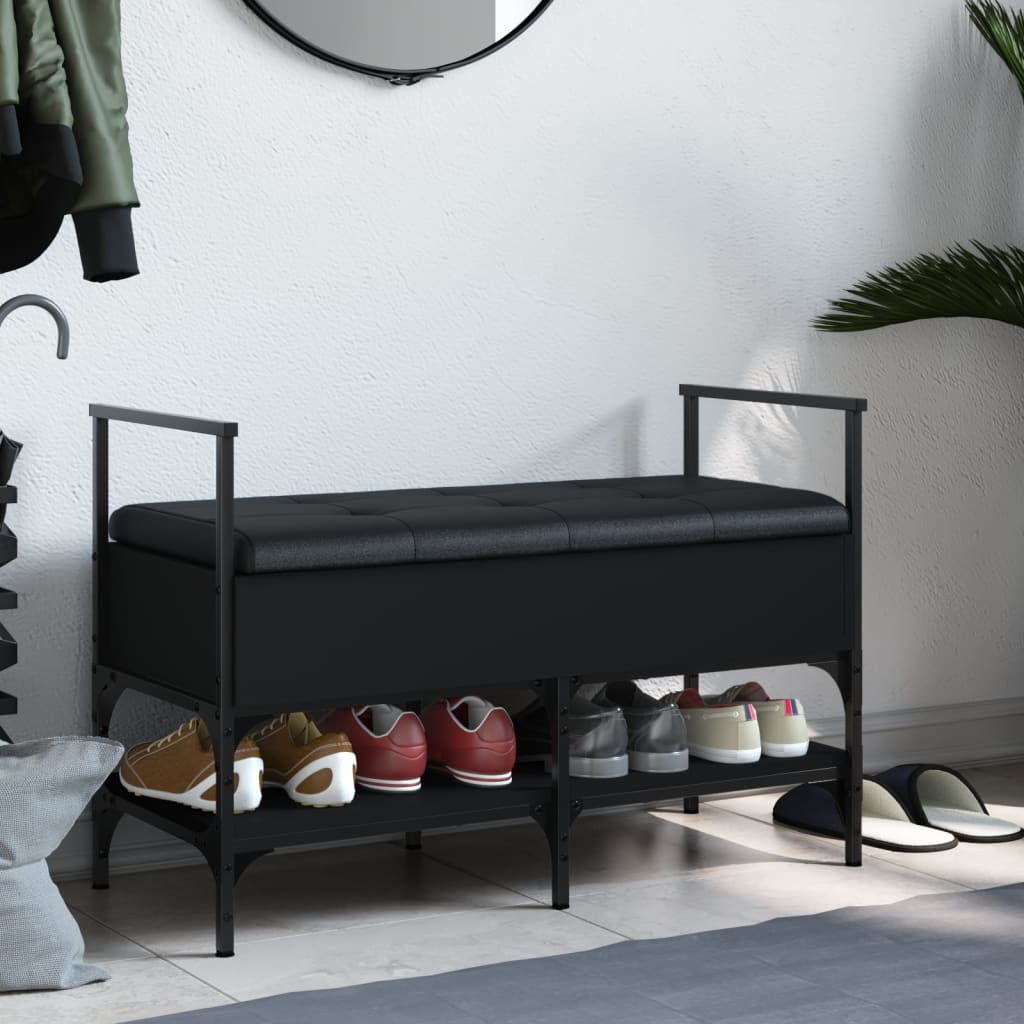 Shoe bench, black, 85.5x42x57.5 cm, processed wood