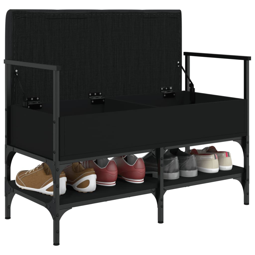 Shoe bench, black, 85.5x42x57.5 cm, processed wood
