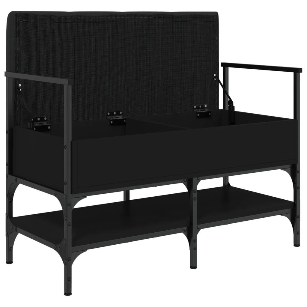 Shoe bench, black, 85.5x42x57.5 cm, processed wood