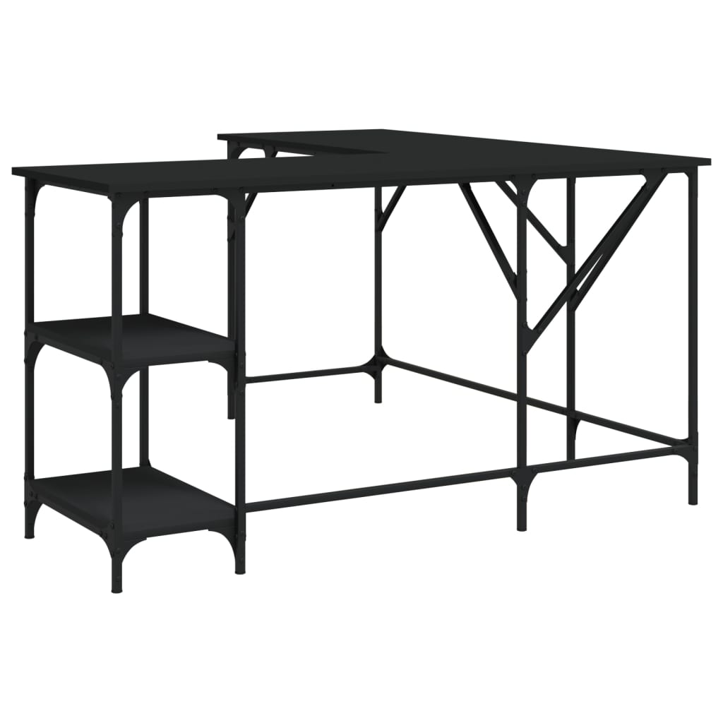 Desk, black, 139x139x75 cm, processed wood