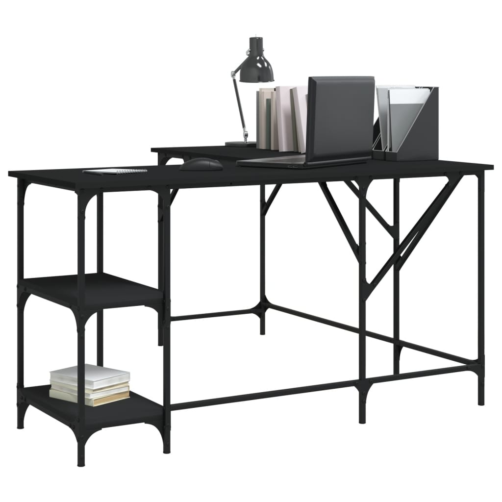 Desk, black, 139x139x75 cm, processed wood