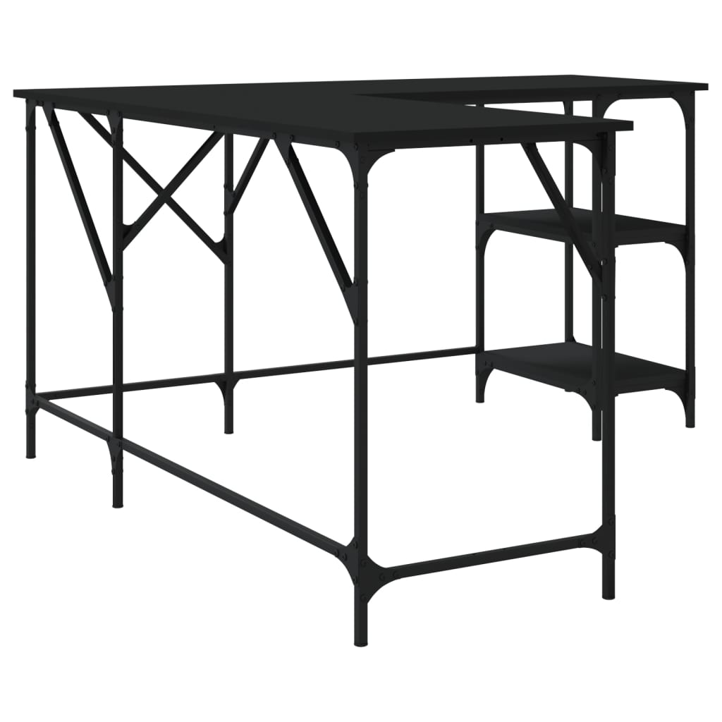 Desk, black, 139x139x75 cm, processed wood