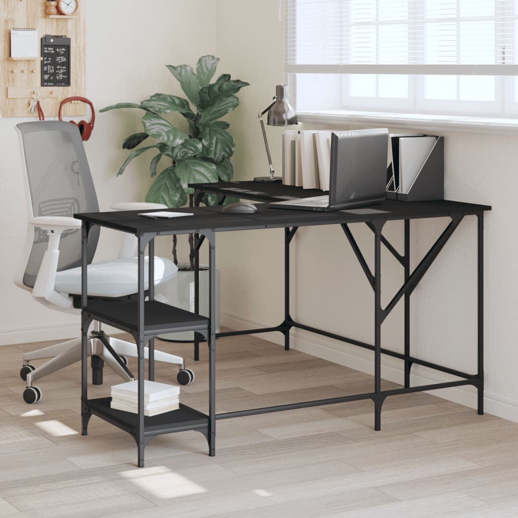 Desk, black, 139x139x75 cm, processed wood