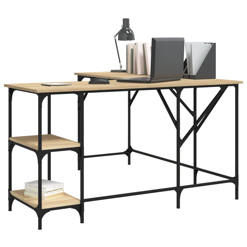 Desk, sonoma oak, 139x139x75 cm, processed wood