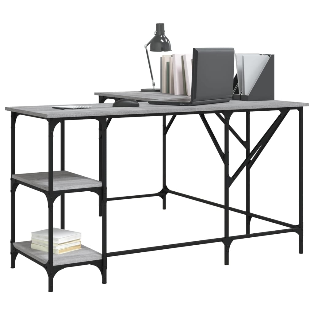 Desk, sonoma grey, 139x139x75 cm, processed wood