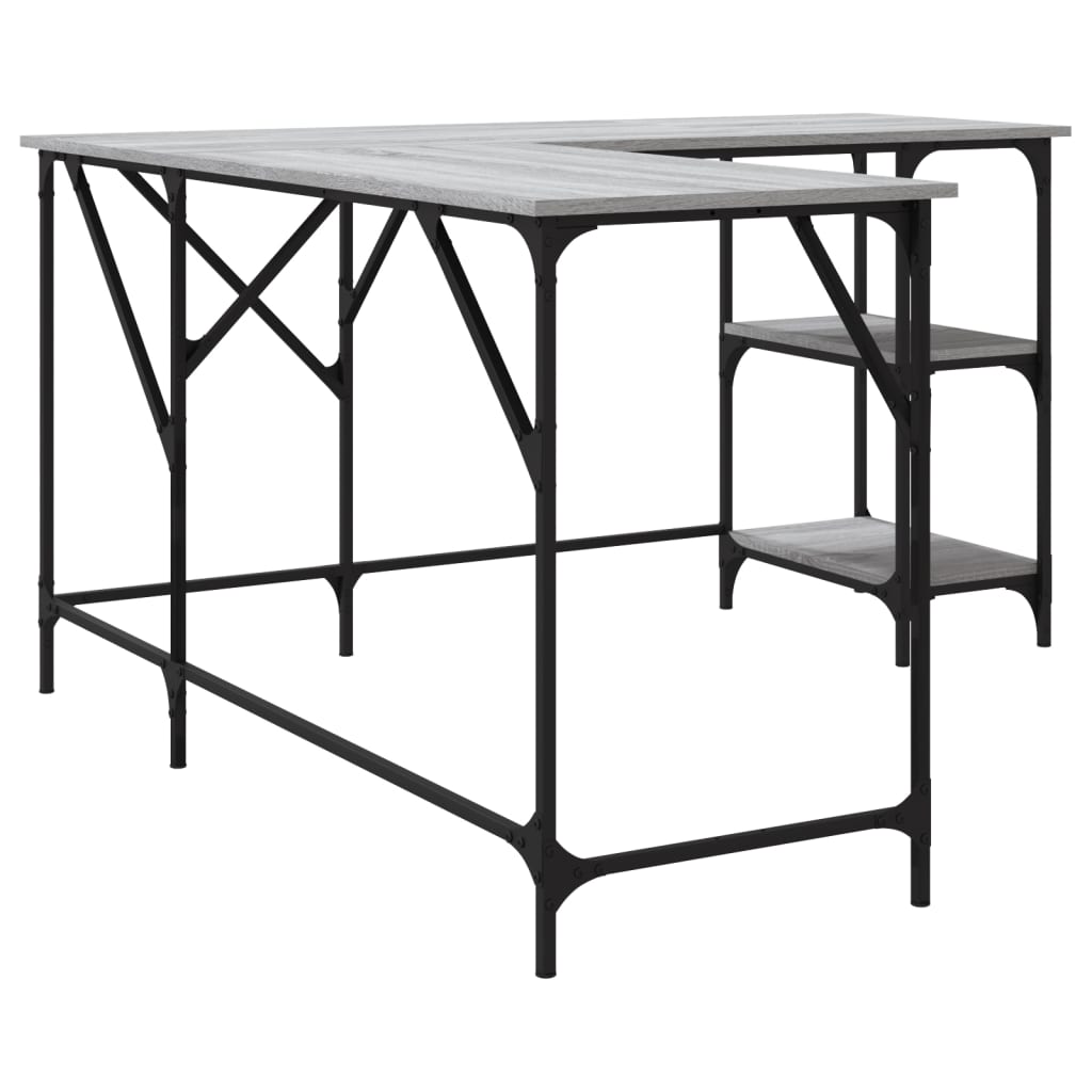 Desk, sonoma grey, 139x139x75 cm, processed wood
