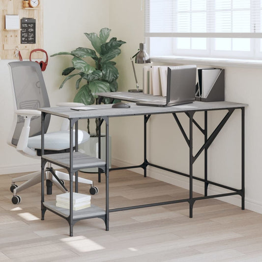 Desk, sonoma grey, 139x139x75 cm, processed wood