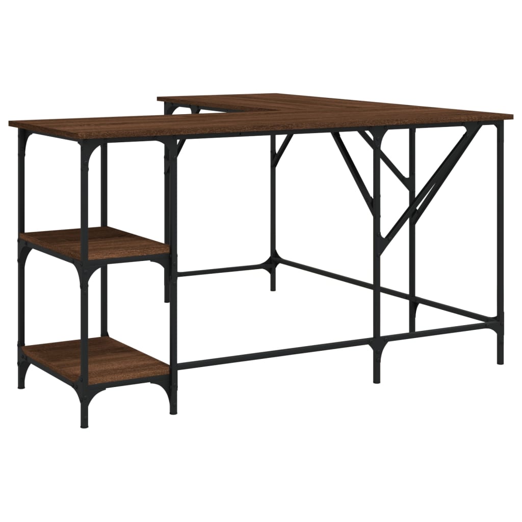 Desk, brown oak, 139x139x75 cm, processed wood
