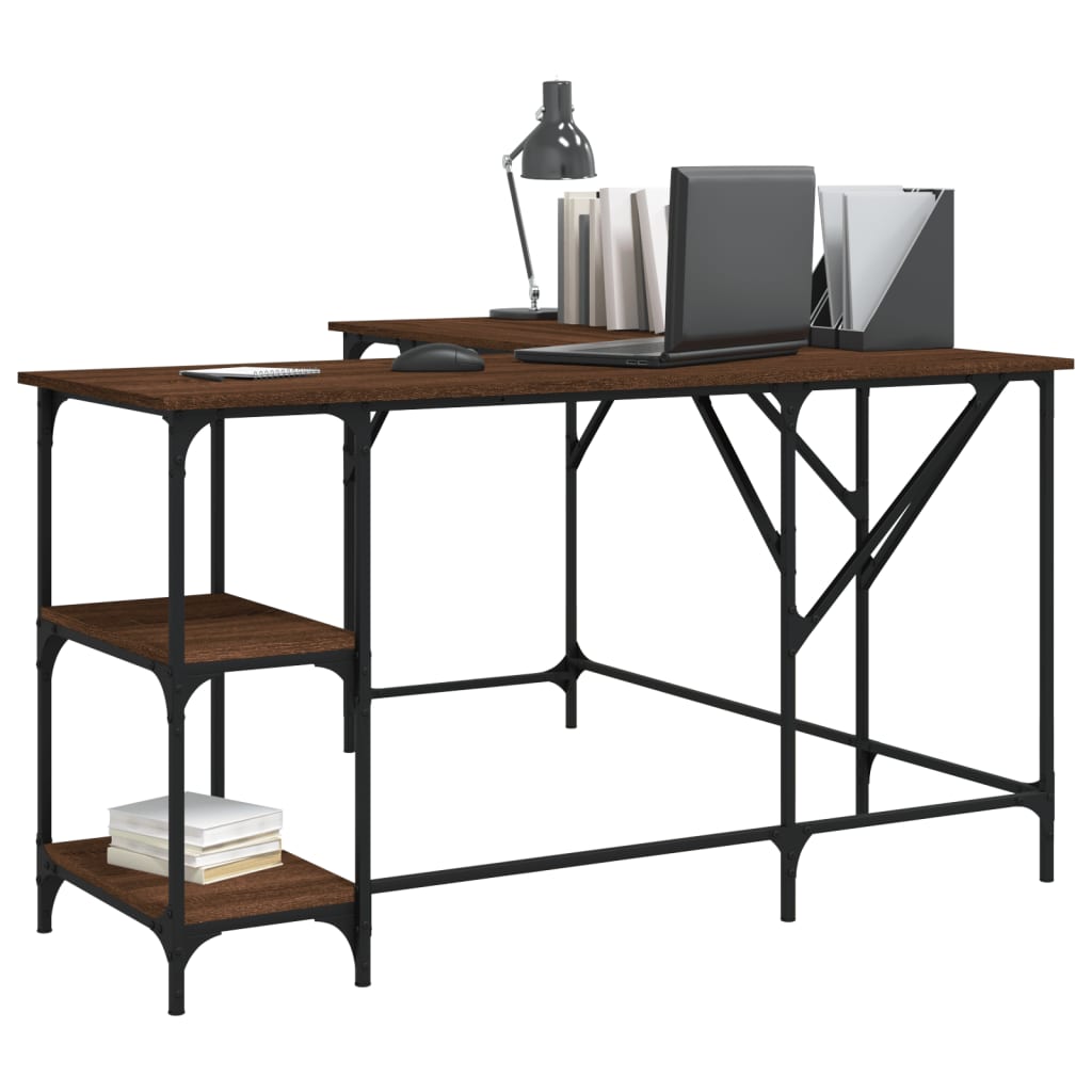Desk, brown oak, 139x139x75 cm, processed wood