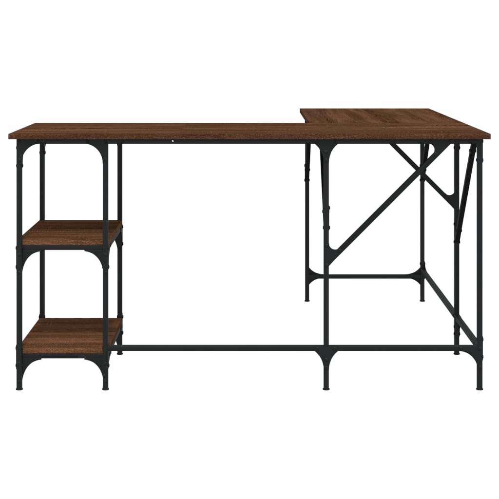 Desk, brown oak, 139x139x75 cm, processed wood