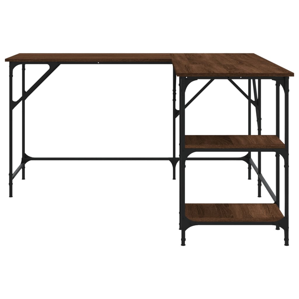 Desk, brown oak, 139x139x75 cm, processed wood
