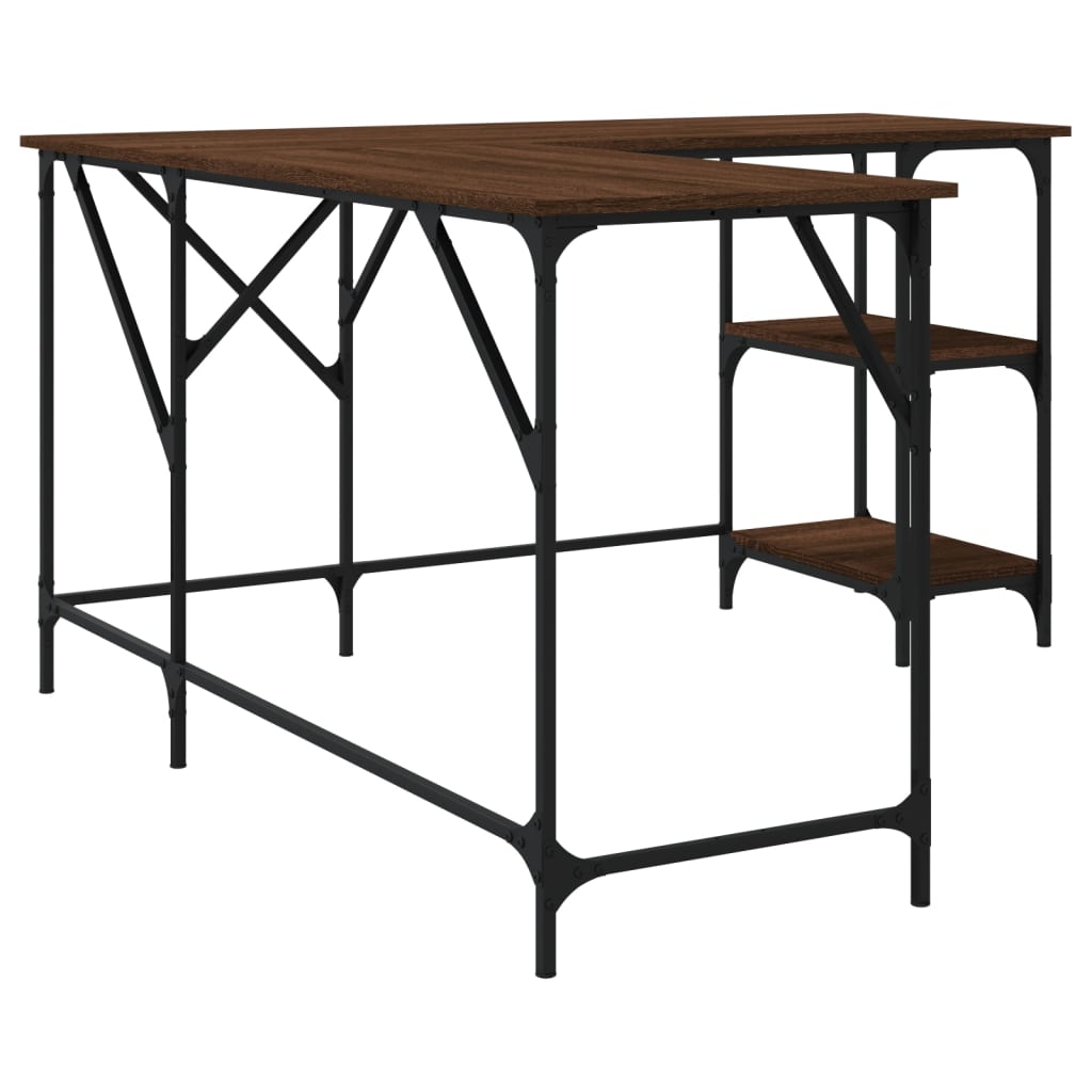 Desk, brown oak, 139x139x75 cm, processed wood