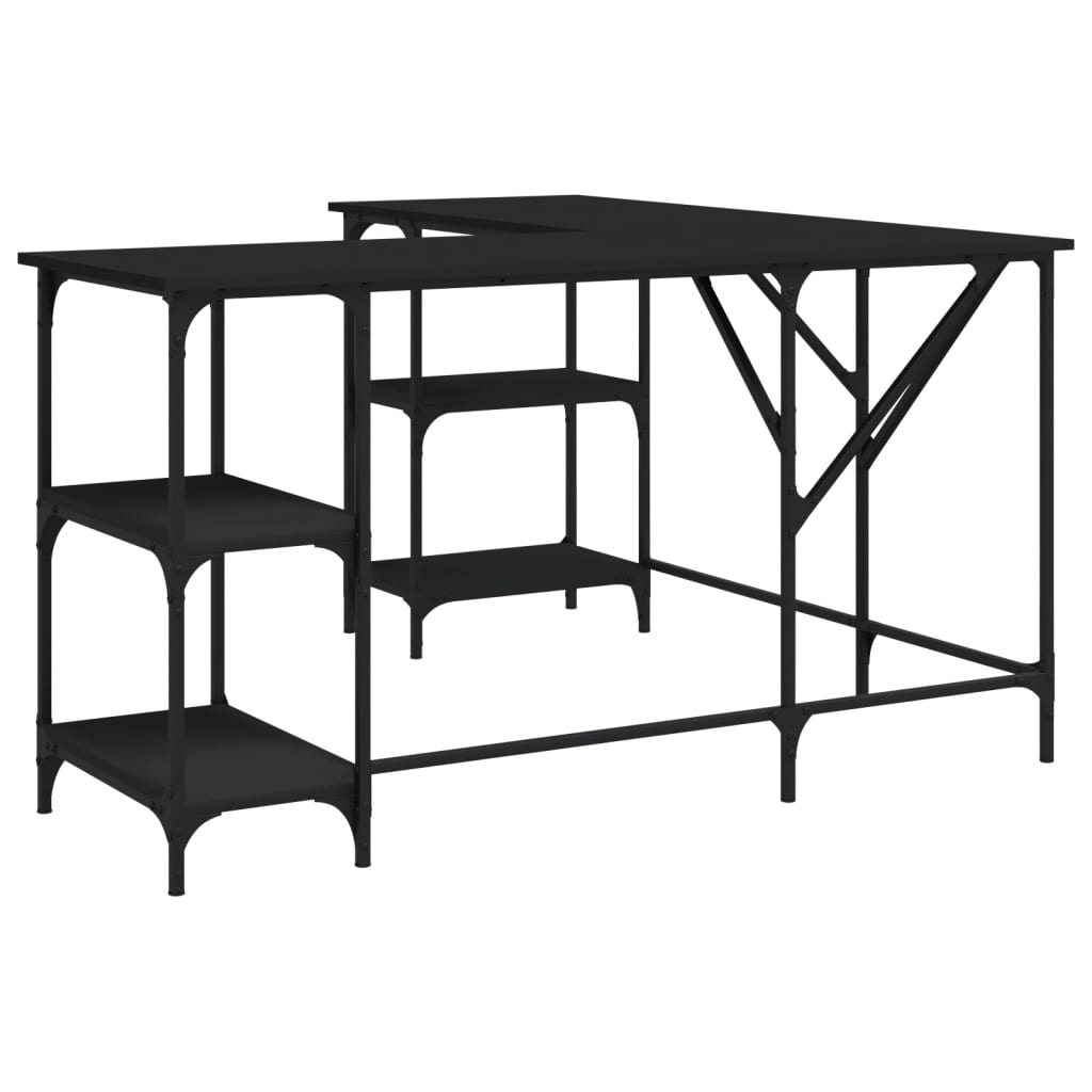 Desk, black, 139x139x75 cm, processed wood