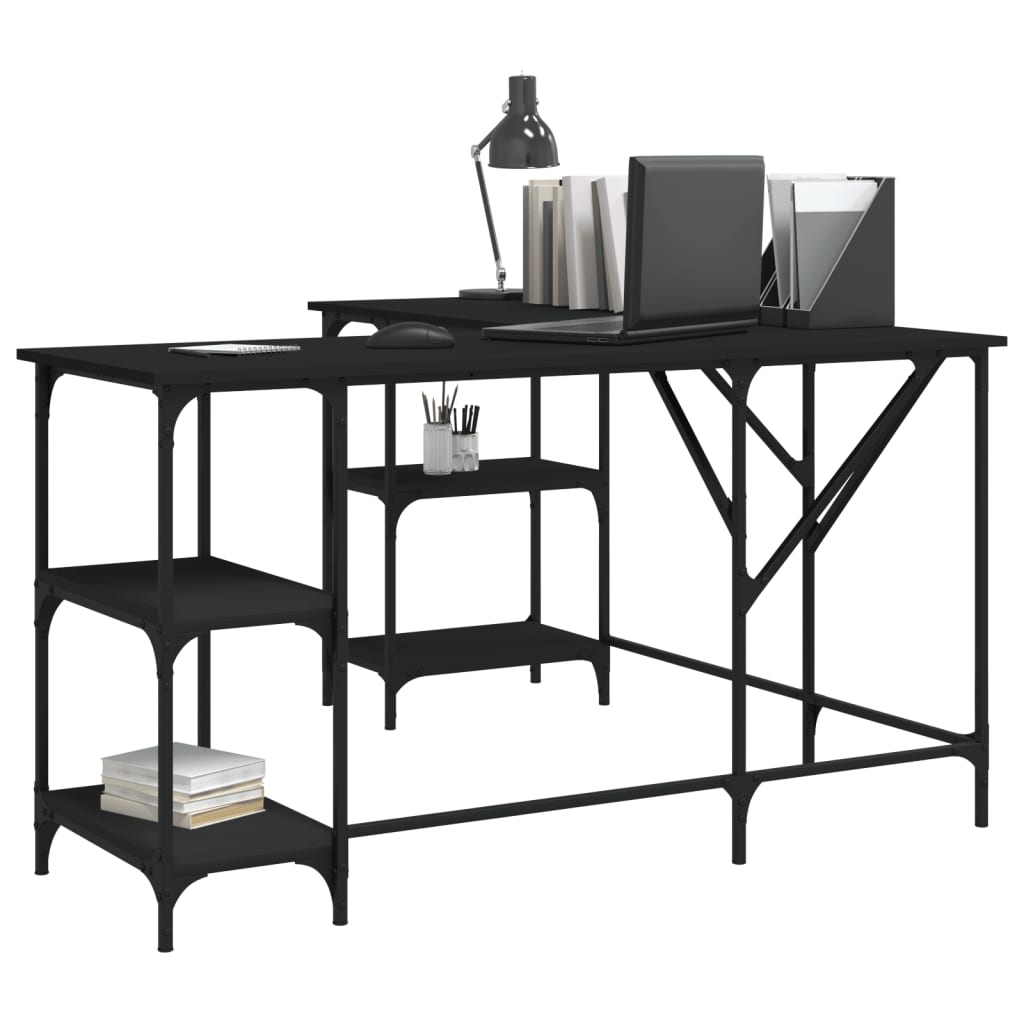 Desk, black, 139x139x75 cm, processed wood