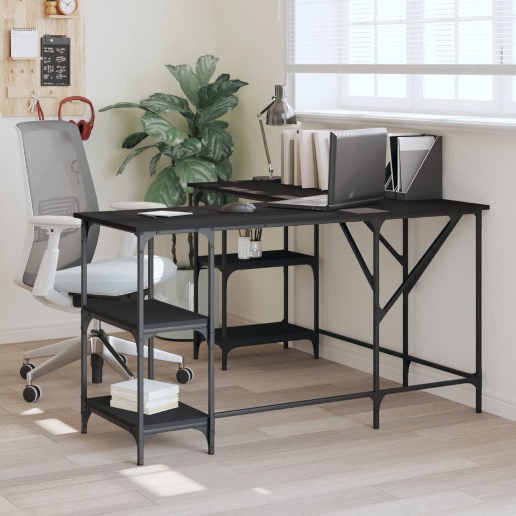 Desk, black, 139x139x75 cm, processed wood