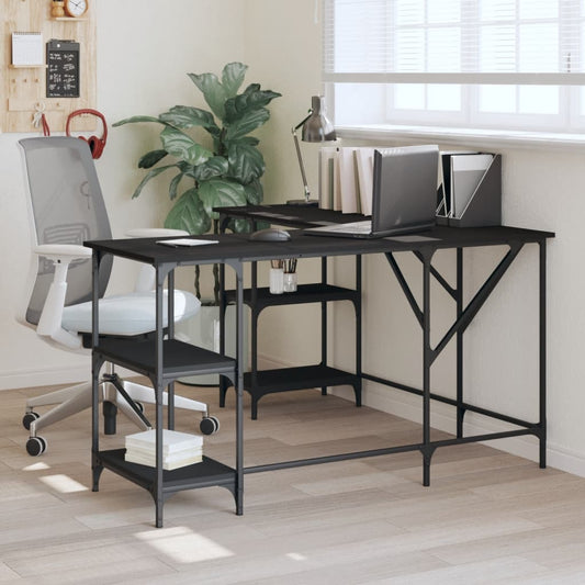 Desk, black, 139x139x75 cm, processed wood