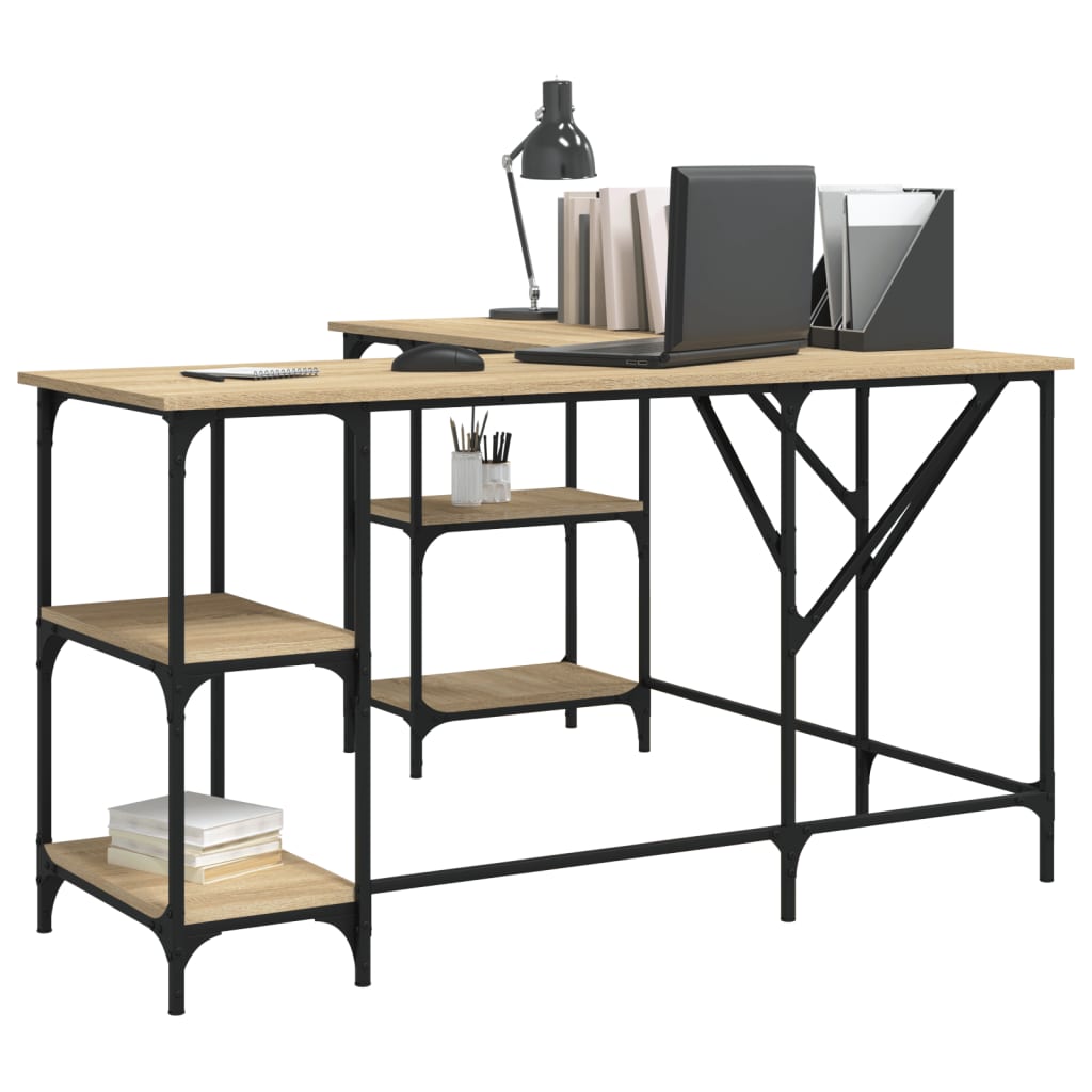 Desk, sonoma oak, 139x139x75 cm, processed wood