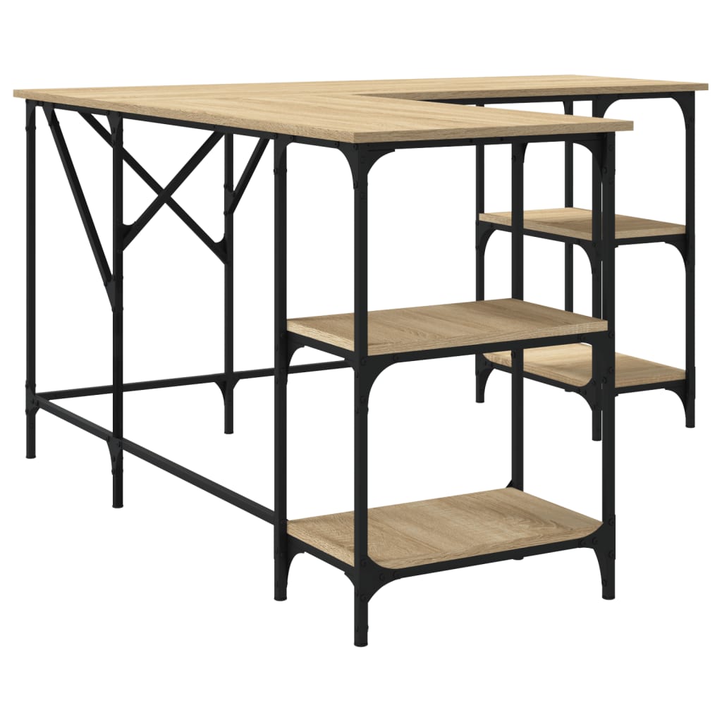Desk, sonoma oak, 139x139x75 cm, processed wood