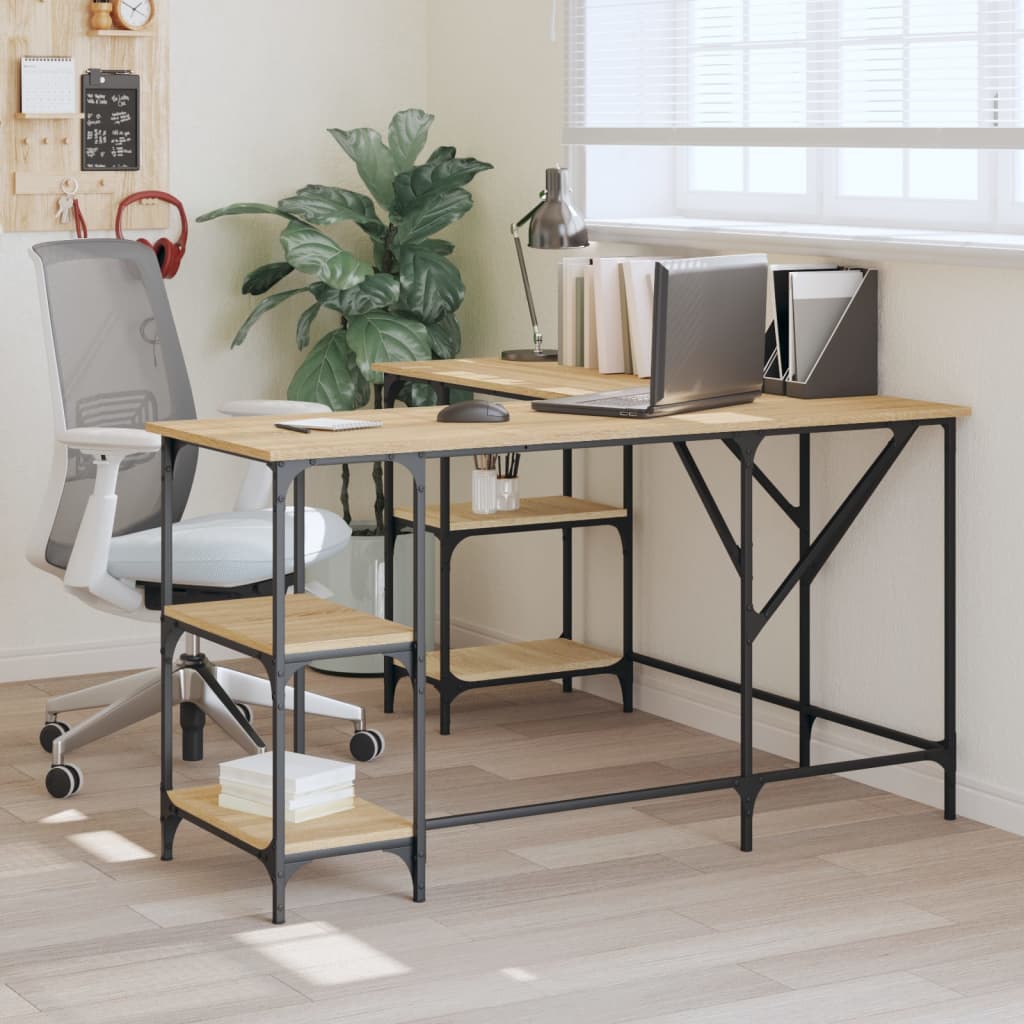Desk, sonoma oak, 139x139x75 cm, processed wood
