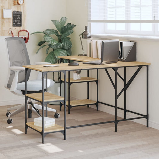 Desk, sonoma oak, 139x139x75 cm, processed wood