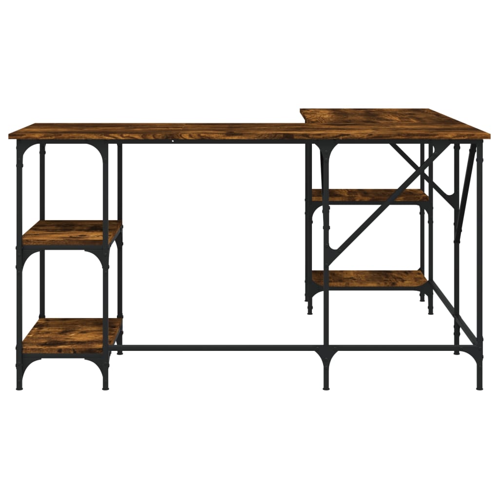 Desk, smoked oak, 139x139x75 cm, processed wood