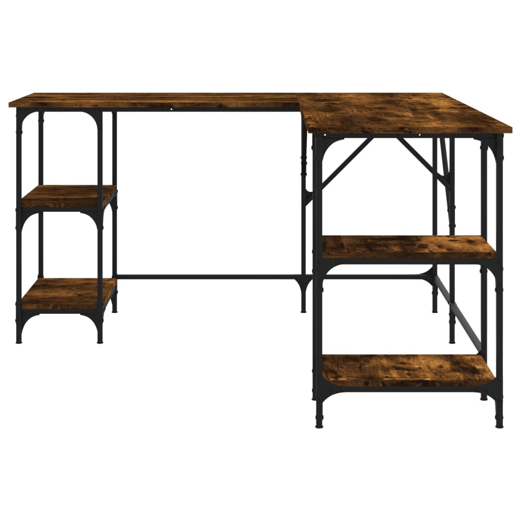 Desk, smoked oak, 139x139x75 cm, processed wood