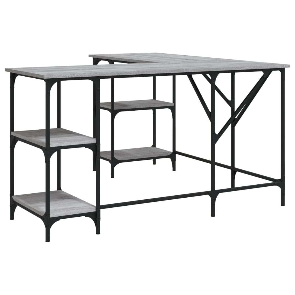 Desk, sonoma grey, 139x139x75 cm, processed wood