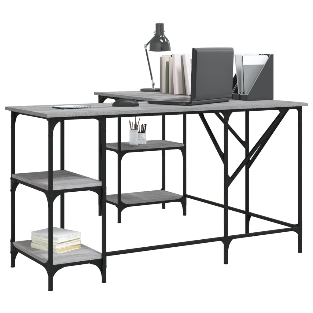 Desk, sonoma grey, 139x139x75 cm, processed wood