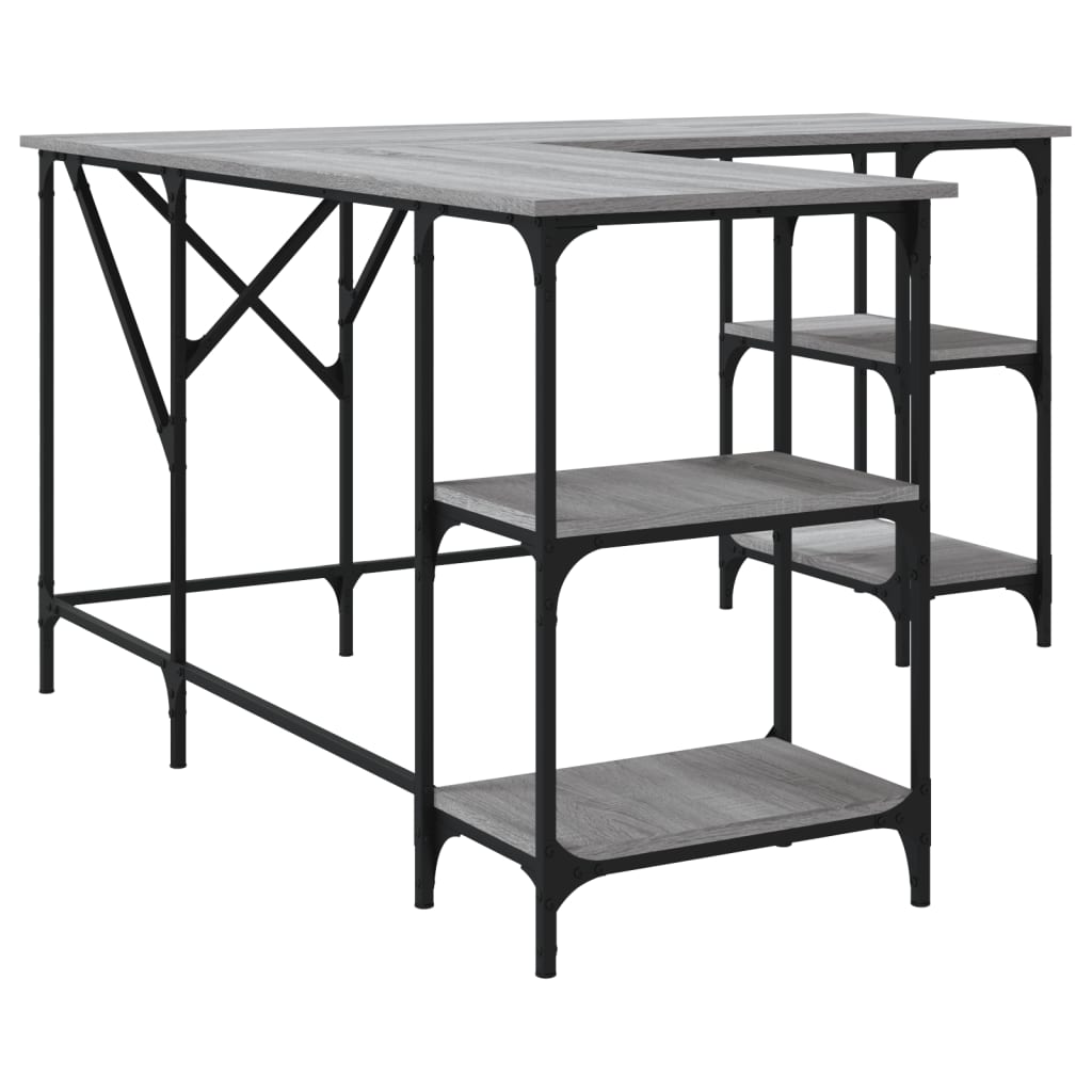 Desk, sonoma grey, 139x139x75 cm, processed wood