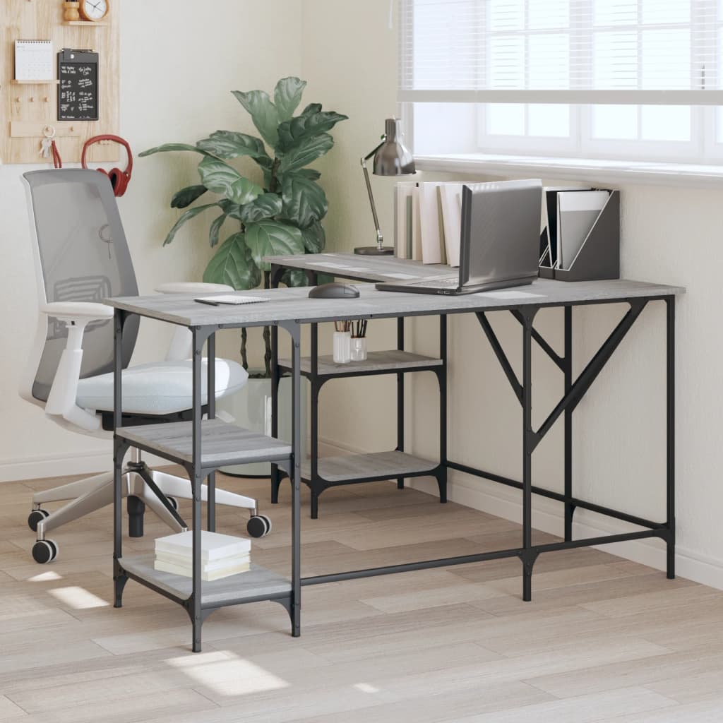 Desk, sonoma grey, 139x139x75 cm, processed wood