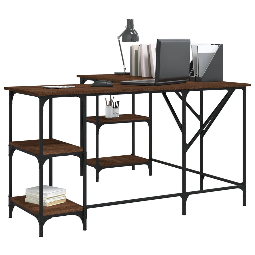 Desk, brown oak, 139x139x75 cm, processed wood