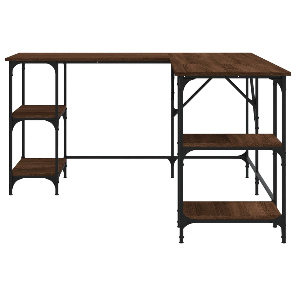 Desk, brown oak, 139x139x75 cm, processed wood