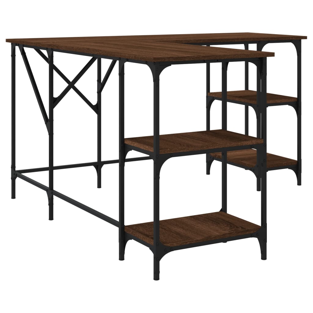 Desk, brown oak, 139x139x75 cm, processed wood