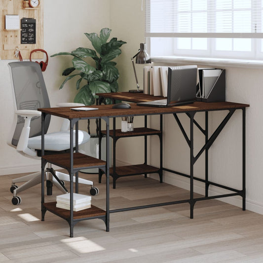 Desk, brown oak, 139x139x75 cm, processed wood