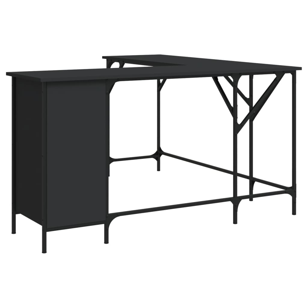 Desk, black, 141x141x75 cm, processed wood