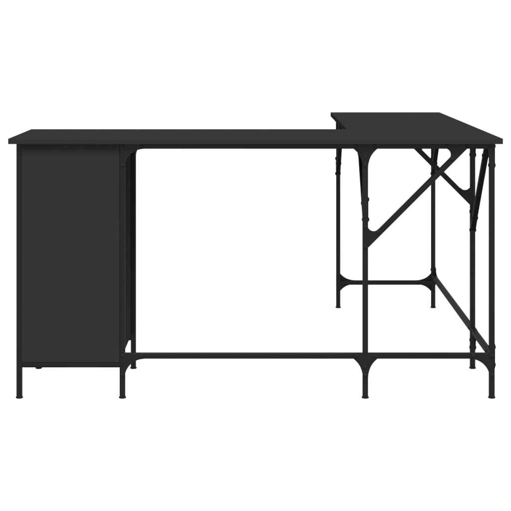 Desk, black, 141x141x75 cm, processed wood