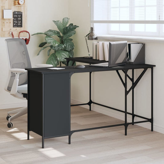 Desk, black, 141x141x75 cm, processed wood