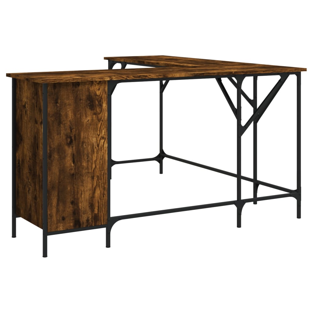 Desk, smoked oak, 141x141x75 cm, processed wood