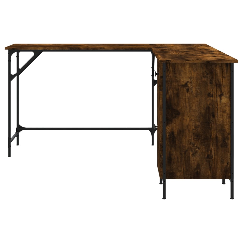 Desk, smoked oak, 141x141x75 cm, processed wood