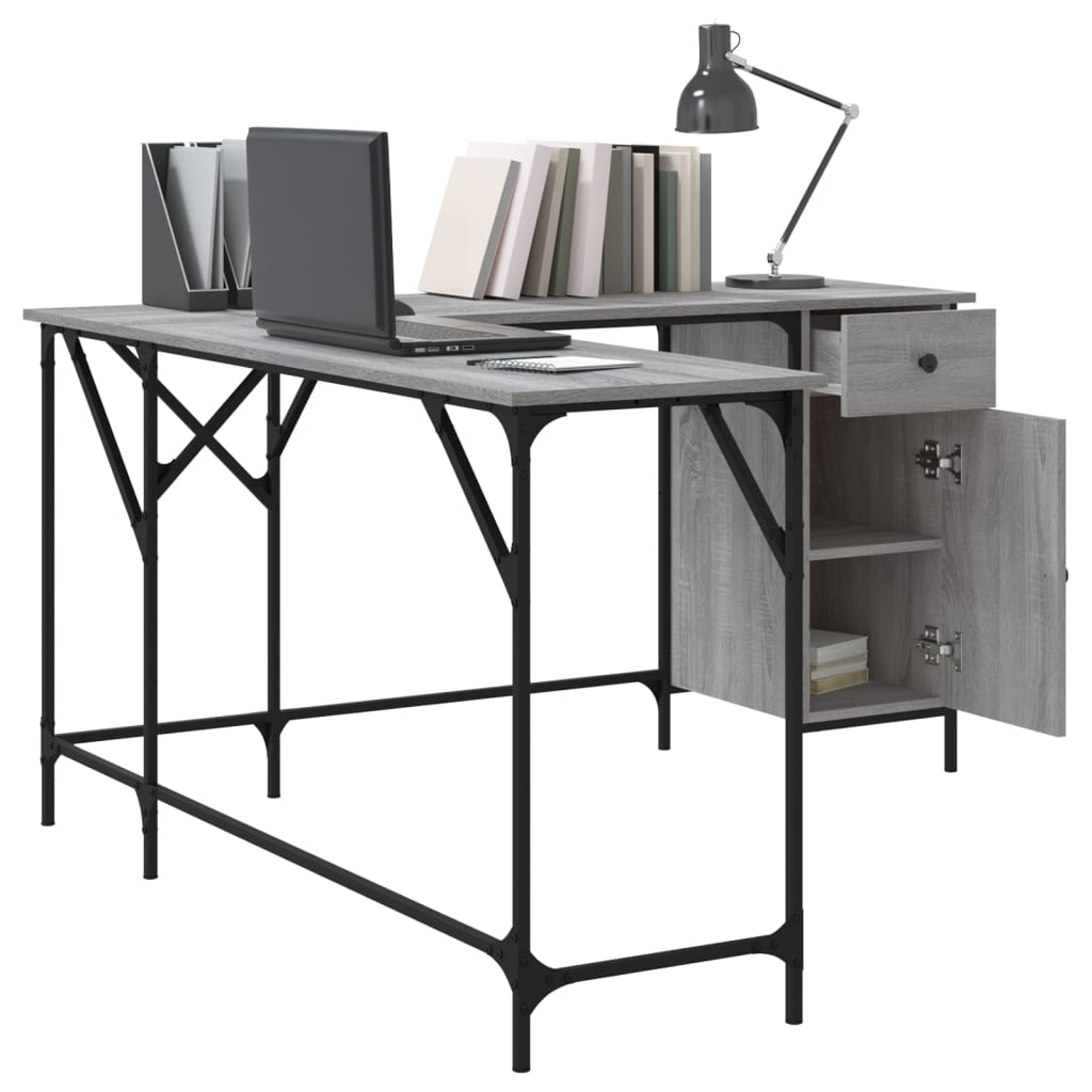 Desk, sonoma grey, 141x141x75 cm, processed wood