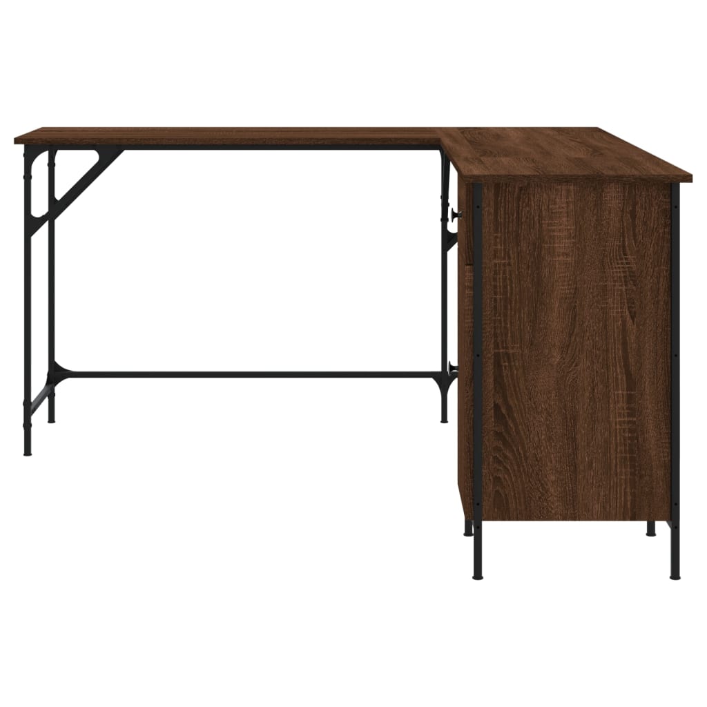 Desk, brown oak, 141x141x75 cm, processed wood