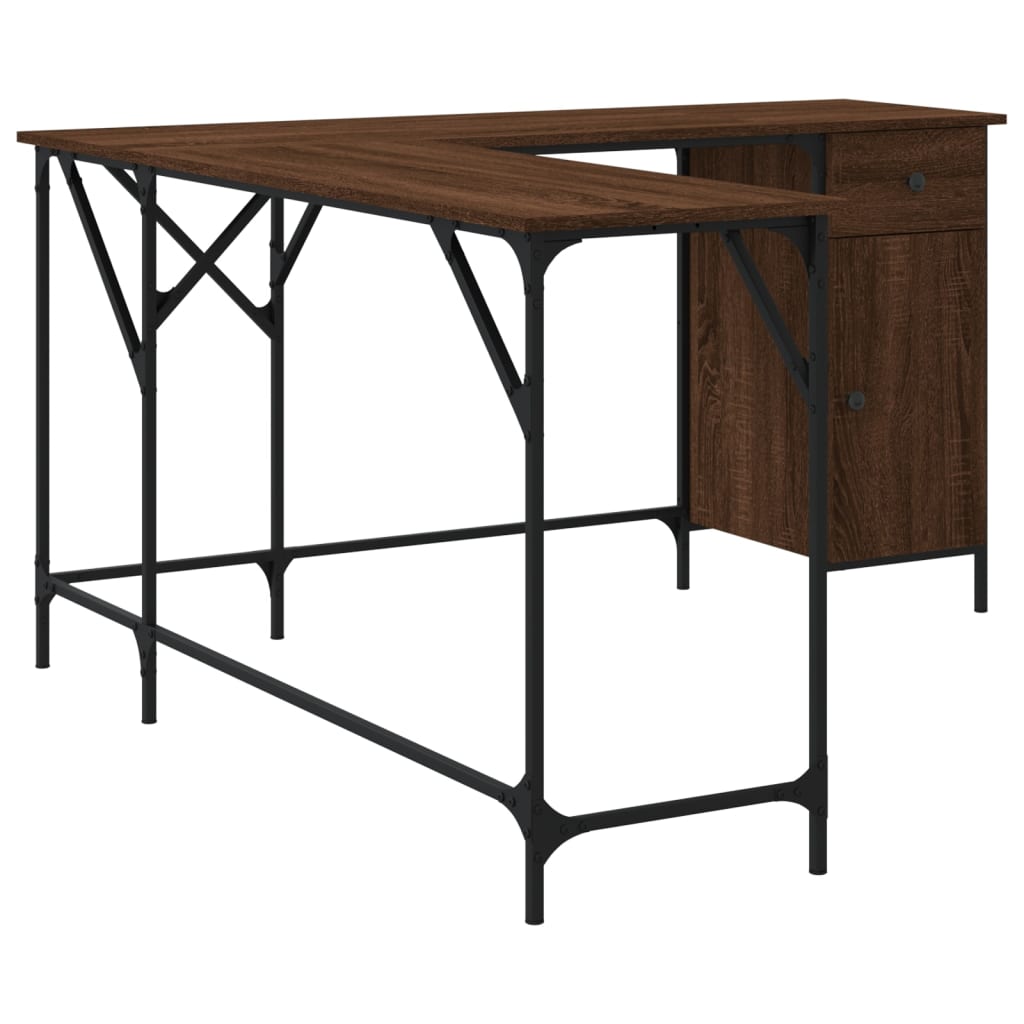 Desk, brown oak, 141x141x75 cm, processed wood