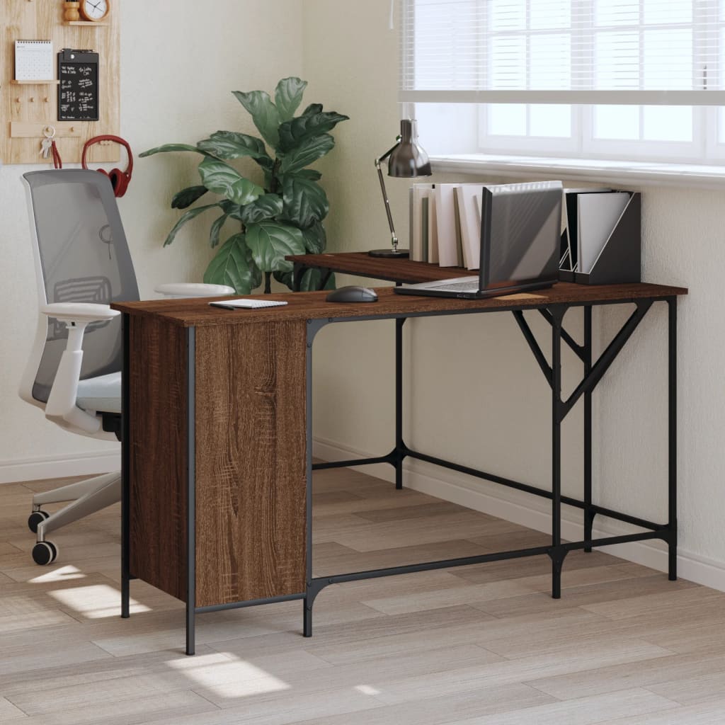 Desk, brown oak, 141x141x75 cm, processed wood
