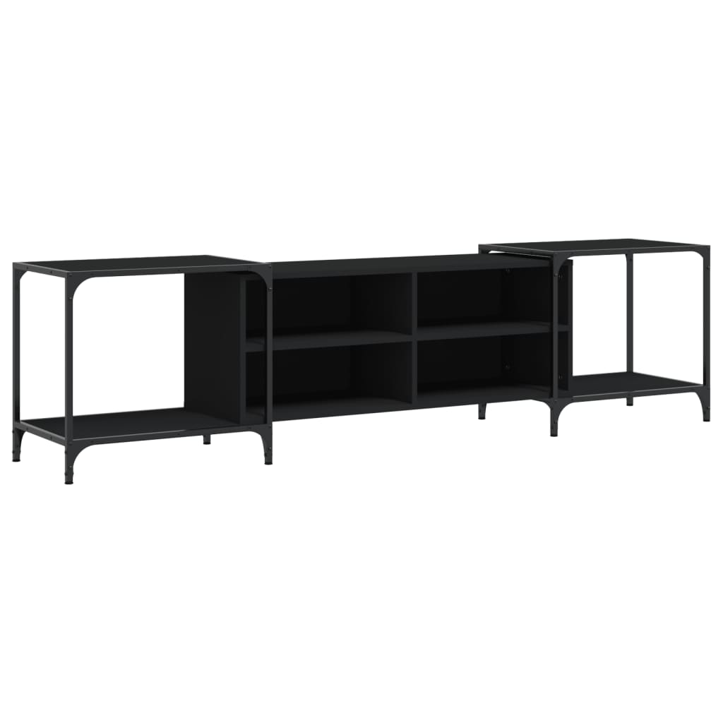 TV sideboard, black, 203x37x50 cm, processed wood