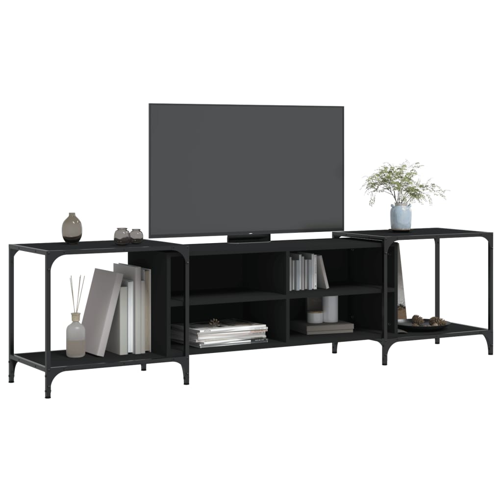TV sideboard, black, 203x37x50 cm, processed wood